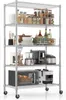 A five-tier metal shelving unit filled with kitchen appliances and food items. Produktbild-Vorschau