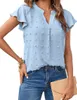 ASKSA Damen Sommer V-Ausschnitt Rüschen Bluse Chiffon Polka Produktbild-Vorschau 1