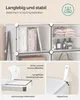 A modular shelving unit with books and bottles on display, and close-up diagrams of its construction. Produktbild-Vorschau