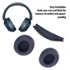 A collection of blue headphone parts and accessories, including a headband and ear pads, arranged on a white background with descriptive text. Podgląd zdjęcia produktu