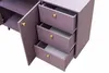 A close-up view of a purple dresser with three drawers partially open, revealing gold knobs. Produktbild-Vorschau