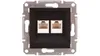 A close-up, front-facing studio shot of a double network socket with a black faceplate and a metallic mounting bracket. Anteprima dell’immagine prodotto