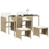 5-tlg. Garten-Essgruppe mit Kissen Beige Poly Rattan Produktbild-Vorschau 3