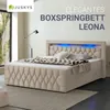 Juskys Boxspringbett Leona Samt 180x200 cm in Beige – mit Produktbild-Vorschau 2