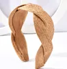 Breites Boho Stirnband Stroh Flechtmuster Beige Haarband Produktbild-Vorschau 5
