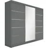 A gray wardrobe with sliding doors and a mirror. Produktbild-Vorschau