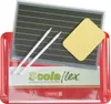 A set of school supplies including a writing board, two pencils, and an eraser, all contained within a red plastic holder. Produktbild-Vorschau