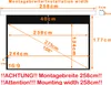 A diagram showing the dimensions of a projector screen. Produktbild-Vorschau