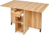 A light brown folding table with a drawer and shelves, shown on a white background. Voir les images du produit