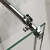 A close-up view of a shower door's sliding mechanism, showing the rollers and track. Produktbild-Vorschau