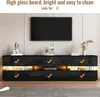 OKWISH Meuble TV - Meuble TV Noir design Moderne avec LED Voir les images du produit 2