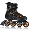 A black and orange inline skate is shown against a white background. Podgląd zdjęcia produktu