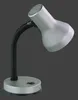 A silver desk lamp with a black flexible neck and base, set against a plain gray background. Anteprima dell’immagine prodotto
