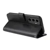 A black flip phone case is shown from a side angle, with the phone inside. Produktbild-Vorschau