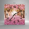 Wanduhr - Quadrat - Glasuhr - Baum Blumen Kirsche Natur - Produktbild-Vorschau 3