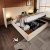 A bed with storage, showing its features and accessories in a bedroom setting. Produktbild-Vorschau