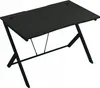 A black gaming desk with a carbon fiber texture and black metal legs, shown from a slightly elevated angle against a white background. Podgląd zdjęcia produktu