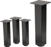 Four dark gray metal table legs of different heights are arranged on a white background. Produktbild-Vorschau