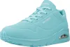 A single turquoise Skechers Uno Stand on Air shoe is shown from a side angle against a white background. Voir les images du produit