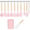 Küchenset 12 teilig Silikon Bambus rosa modernes Design Produktbild-Vorschau 6