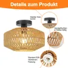 Deckenleuchte Vintage Rattan – Boho Hängelampe Produktbild-Vorschau 2