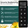 A marketing image showcasing the smart controls and features of a slush machine, with a close-up of a slushie drink. Produktbild-Vorschau