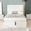 A white upholstered bed with a tufted headboard is shown in a bedroom setting. Anteprima dell’immagine prodotto