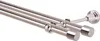 A close-up, angled view of a double curtain rod system with finials, mounted on a white background. Podgląd zdjęcia produktu