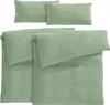 A set of green bedding, including two duvet covers and two pillowcases, neatly folded and arranged. Produktbild-Vorschau