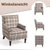 KLAM HOME Loungesessel Retro-Sessel Braun-weiß Karomuster Produktbild-Vorschau 7