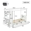 A diagram of a white wooden bed frame with dimensions labeled in centimeters. Produktbild-Vorschau