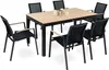 A dining set with a rectangular table and six chairs, arranged on a white background. Produktbild-Vorschau