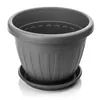 BigDean 50cm Blumentopf mit Untersetzer rund Anthrazit - Produktbild-Vorschau 4