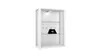 A white display cabinet with glass shelves and a light at the top, featuring a black object on one of the shelves. Podgląd zdjęcia produktu