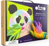 The image shows the packaging of a sensory art kit featuring a panda design. Produktbild-Vorschau