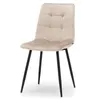 A single beige upholstered dining chair with black metal legs is shown against a white background. Podgląd zdjęcia produktu