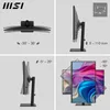 Collage of images showing the adjustable features of an MSI monitor. Produktbild-Vorschau