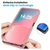 Hands are holding a pink phone case around a smartphone, showing the installation process. Produktbild-Vorschau