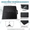 A black silicone drying mat for kitchen counters, shown with dimensions and feature callouts. Produktbild-Vorschau