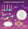 A flat lay image showing the contents of a DIY moon lamp craft kit against a purple background. Produktbild-Vorschau