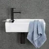 Differnz Helios wastafel, klein, keramisch, wit, met zwarte Productafbeelding-voorbeeld 6