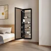 A bedroom scene with a bed and a wall-mounted LED mirror cabinet filled with cosmetics. Anteprima dell’immagine prodotto