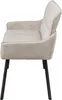Side view of a taupe upholstered bench with black legs. Produktbild-Vorschau