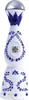 A white ceramic bottle with blue floral decorations and a silver cap. Produktbild-Vorschau