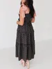 Langes Damenkleid mit Blumenmuster, im Bohème-Stil, lässige Produktbild-Vorschau 4