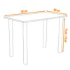 A line drawing of a table with dimensions indicated by text and arrows. Voir les images du produit