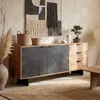 WOHNLING Sideboard 175x76x40 cm Akazie Massivholz Kommode Produktbild-Vorschau 1