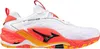A side view of a white and orange Mizuno Wave Stealth Neo 2 shoe. Podgląd zdjęcia produktu