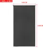 A dark grey roller blind is shown against a white background with dimensions indicated by text overlays. Voir les images du produit