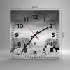 Wanduhr - Quadrat - Glasuhr - Elefanten Schwarzweiß Safari Produktbild-Vorschau 3